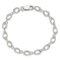 Sterling Silver Polished and Textured 5.5mm Fancy Bracelet QG3246-7.5