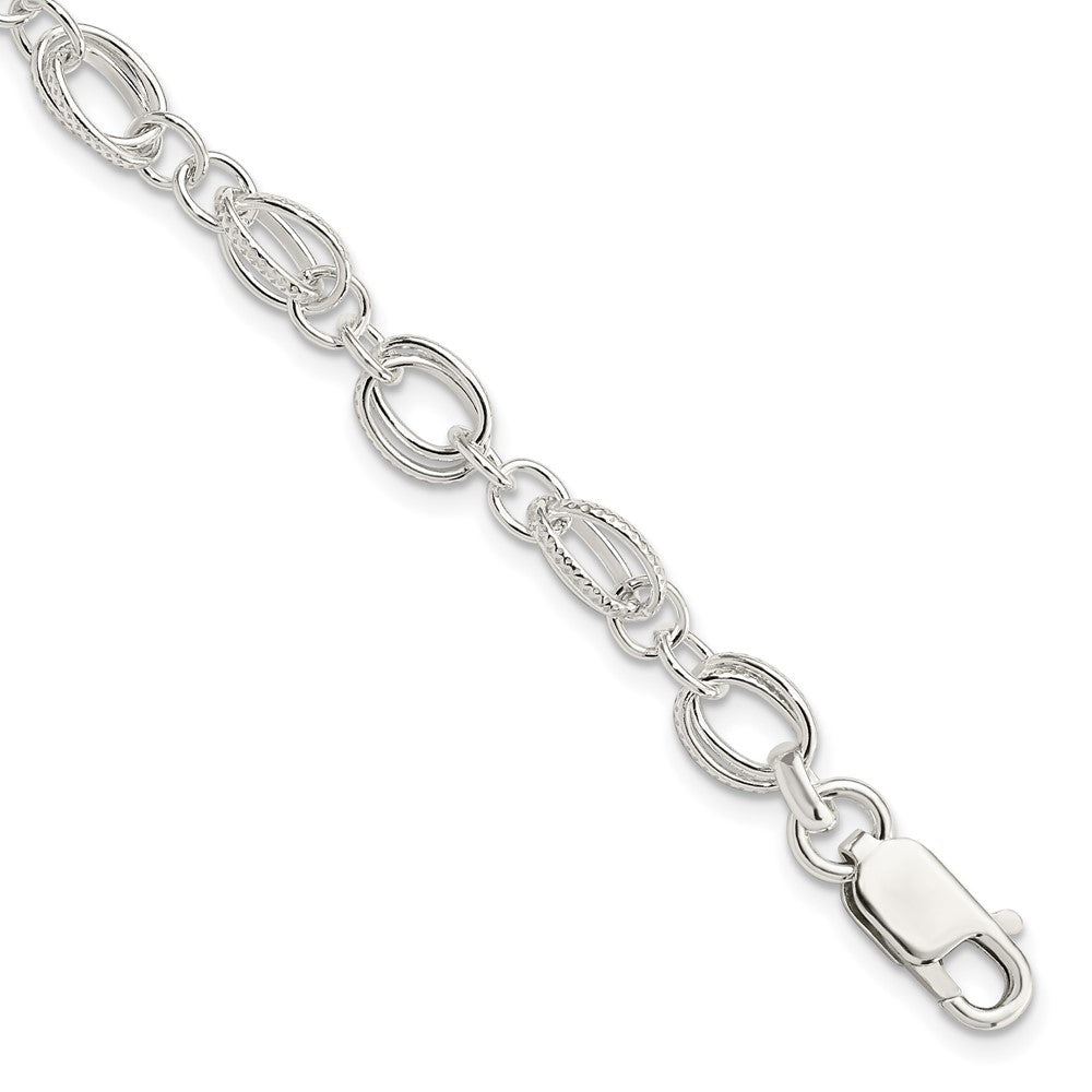 Sterling Silver Polished and Textured 5.5mm Fancy Bracelet QG3246-7.5
