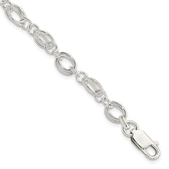 Sterling Silver Polished and Textured 5.5mm Fancy Bracelet QG3246-7.5