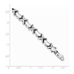 Sterling Silver Rhodium Polished and Brushed X's and Hearts Bracelet QG3249-7.25