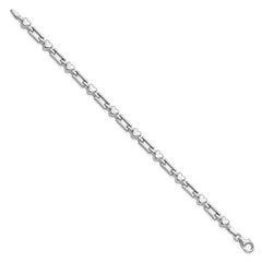Sterling Silver Rhodium Polished Hearts and Squares Bracelet QG3250-7.25