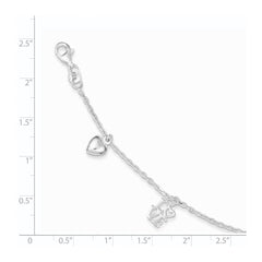Sterling Silver Heart and LOVE Charm Bracelet QG3260-7.5