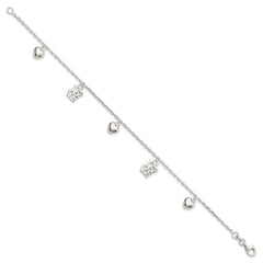 Sterling Silver Heart and LOVE Charm Bracelet QG3260-7.5