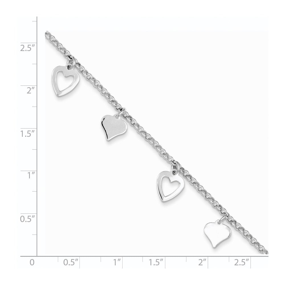 Sterling Silver Polished Heart Bracelet QG3262-7.5