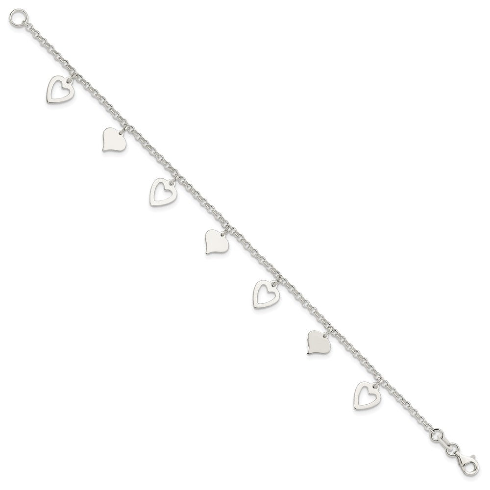 Sterling Silver Polished Heart Bracelet QG3262-7.5