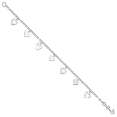 Sterling Silver Polished Heart Bracelet QG3262-7.5
