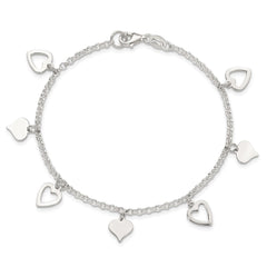 Sterling Silver Polished Heart Bracelet QG3262-7.5