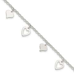 Sterling Silver Polished Heart Bracelet QG3262-7.5