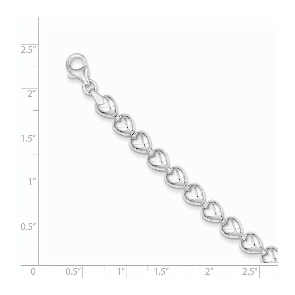 Sterling Silver Polished Heart Bracelet QG3265-7.5