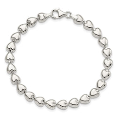 Sterling Silver Polished Heart Bracelet QG3265-7.5