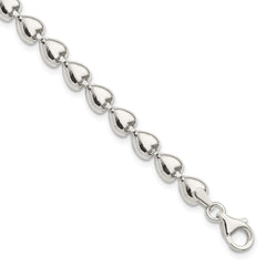 Sterling Silver Polished Heart Bracelet QG3265-7.5