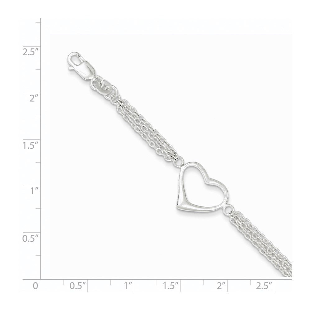 Sterling Silver Heart Bracelet QG3268-7.5