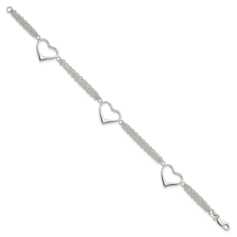 Sterling Silver Heart Bracelet QG3268-7.5
