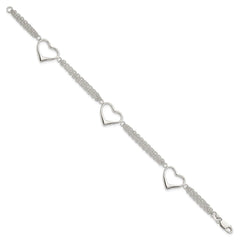 Sterling Silver Heart Bracelet QG3268-7.5