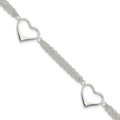 Sterling Silver Heart Bracelet QG3268-7.5