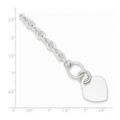 Sterling Silver Polished Engraveable Heart Bracelet QG3275-7.5