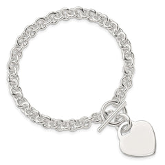 Sterling Silver Polished Engraveable Heart Bracelet QG3275-7.5