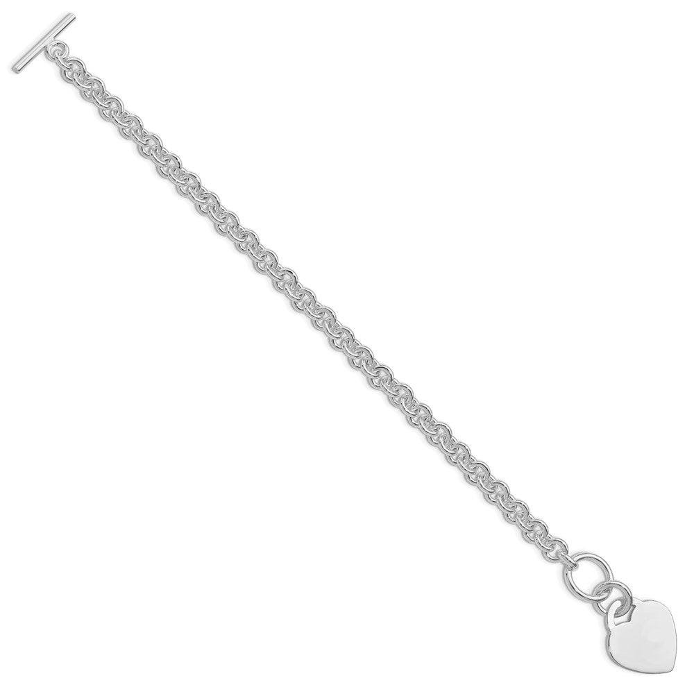 Sterling Silver Rhodium-plated Polished Heart Bracelet QG3275R-7.5