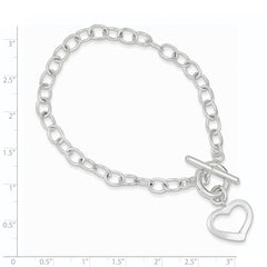 Sterling Silver Open Link Heart Bracelet QG3278-7.5