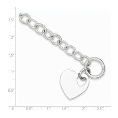 Sterling Silver Polished Engraveable Heart Bracelet QG3279-7.5