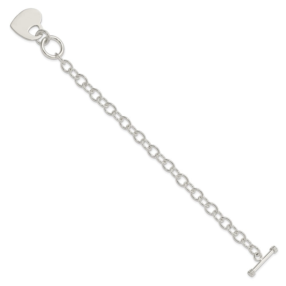 Sterling Silver Polished Engraveable Heart Bracelet QG3279-7.5