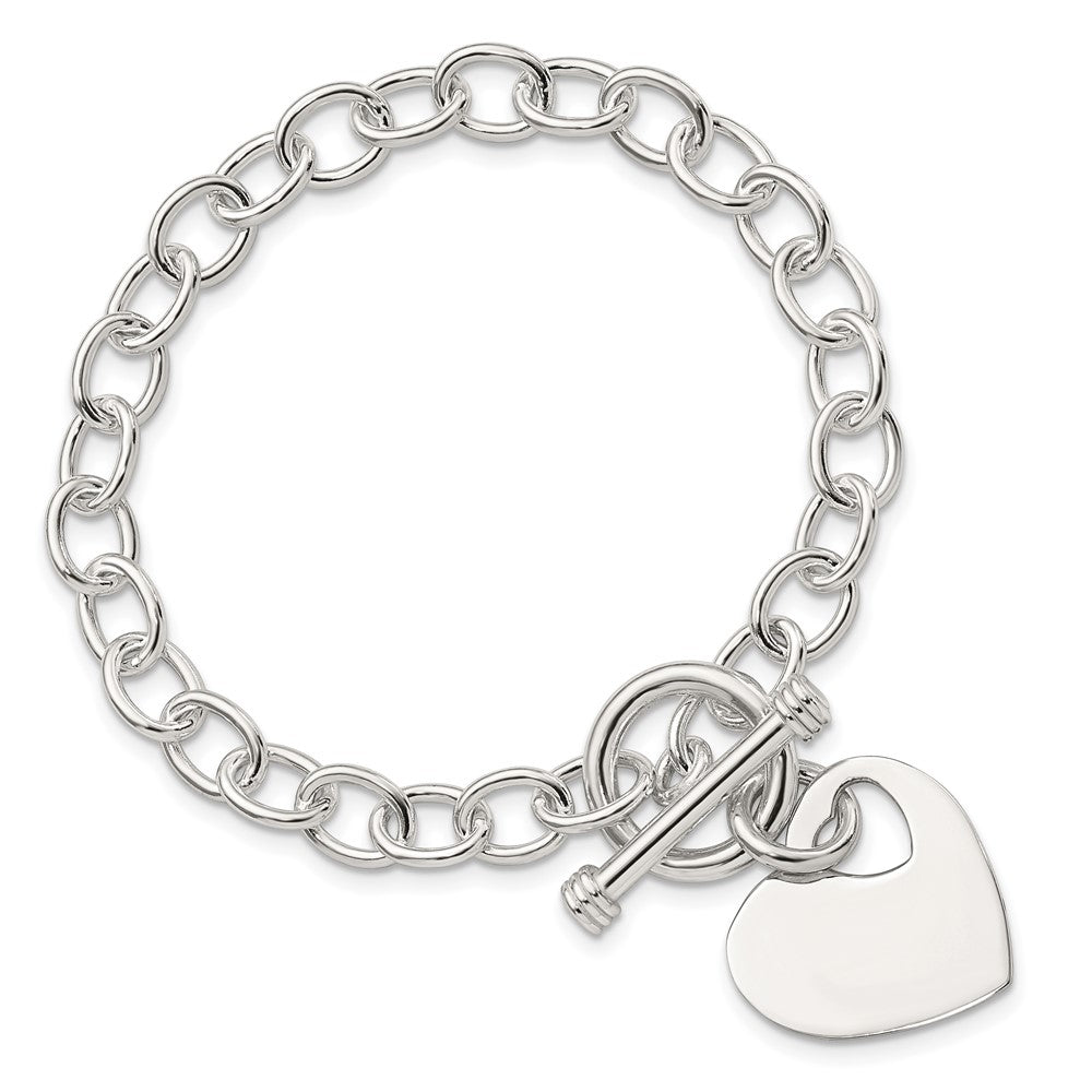 Sterling Silver Polished Engraveable Heart Bracelet QG3279-7.5