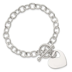 Sterling Silver Polished Engraveable Heart Bracelet QG3279-7.5