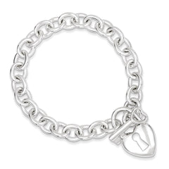 Sterling Silver Polished Heart and Key Bracelet QG3281-7.5