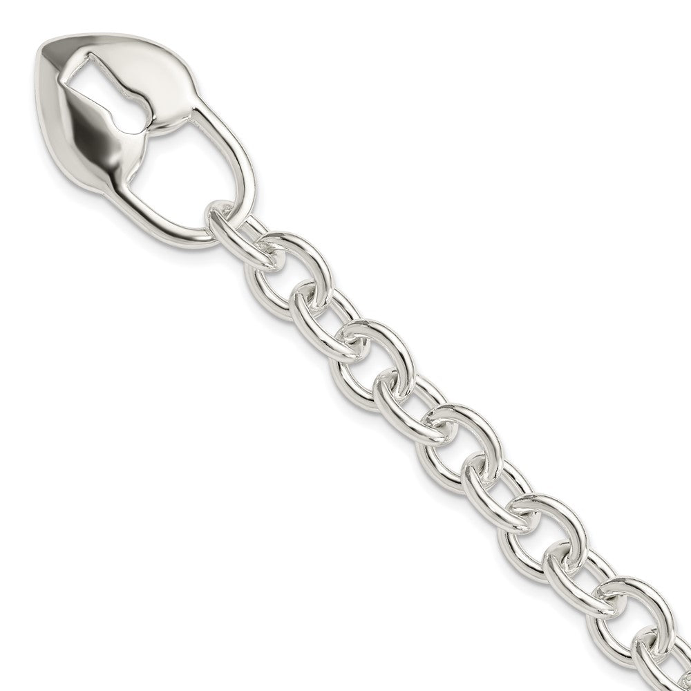 Sterling Silver Polished Heart and Key Bracelet QG3281-7.5