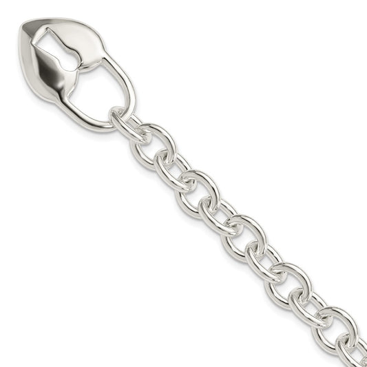 Sterling Silver Polished Heart and Key Bracelet QG3281-7.5