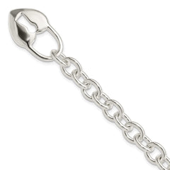 Sterling Silver Polished Heart and Key Bracelet QG3281-7.5