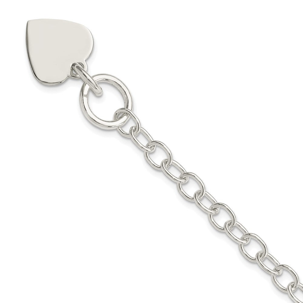 Sterling Silver Polished Engraveable Heart Charm Bracelet QG3283-7.5