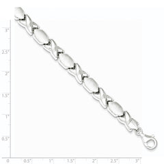 Sterling Silver Polished and Satin X and O Bracelet QG3307-7