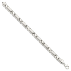 Sterling Silver Polished and Satin X and O Bracelet QG3307-7