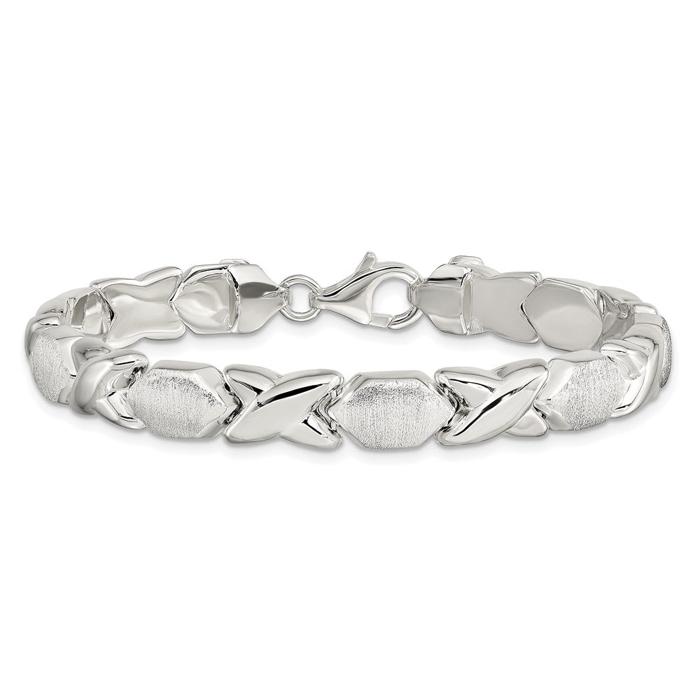 Sterling Silver Polished and Satin X and O Bracelet QG3307-7