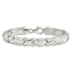 Sterling Silver Polished and Satin X and O Bracelet QG3307-7