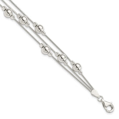 Sterling Silver Polished Bead Snake Chain Bracelet QG3344-7.5