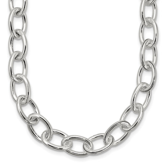 Sterling Silver Open Link Cable 8.50mm Necklace QG3358-18
