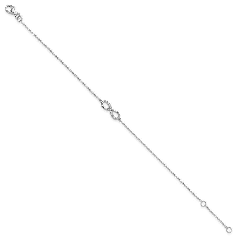 Sterling Silver Rhodium-plated with CZ Infinity w/ 1 IN EXT Bracelet QG3471-7