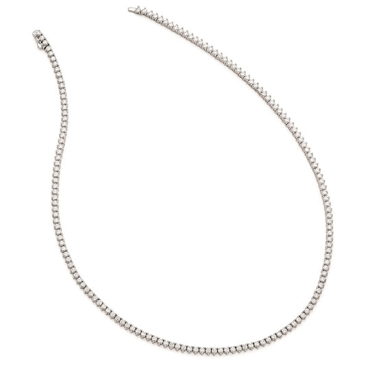 Sterling Shimmer Sterling Silver Rhodium-plated 18 inch 163 Stone CZ Riviera Necklace QG3482-18
