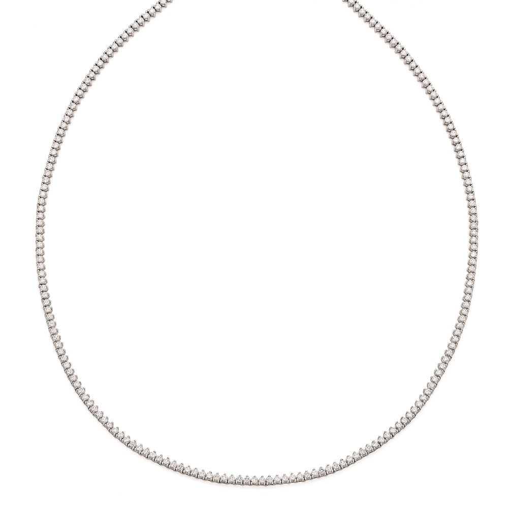 Sterling Shimmer Sterling Silver Rhodium-plated 24 inch 218 Stone CZ Riviera Necklace QG3483-24