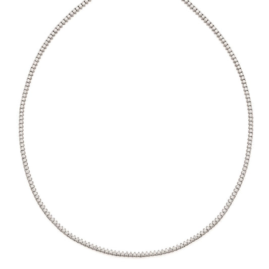 Sterling Shimmer Sterling Silver Rhodium-plated 24 inch 218 Stone CZ Riviera Necklace QG3483-24