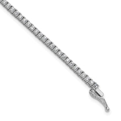 Sterling Shimmer Sterling Silver Rhodium-plated 2mm CZ 93 Stone 8 inch Bracelet QG3485-8