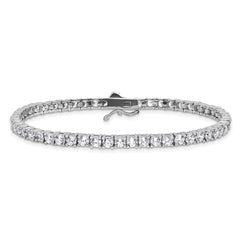 Sterling Shimmer Sterling Silver Rhodium-plated 3mm CZ 55 Stone 7 inch Bracelet QG3489-7