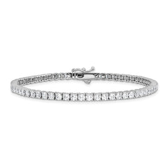 Sterling Shimmer Sterling Silver Rhodium-plated 3mm CZ 62 Stone 8 inch Bracelet QG3489-8