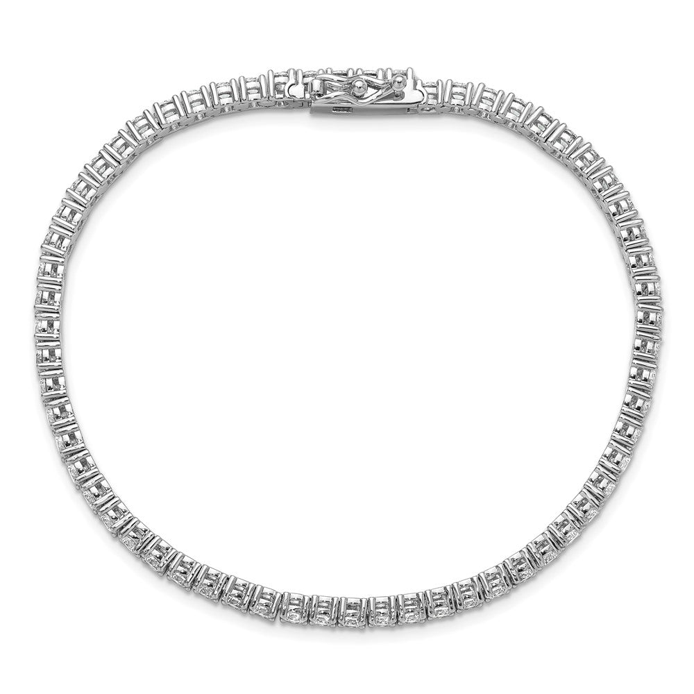 Sterling Shimmer Sterling Silver Rhodium-plated 3mm CZ 62 Stone 8 inch Bracelet QG3489-8