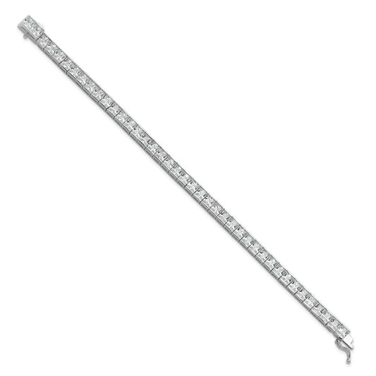 Sterling Silver Rhodium Plated CZ 47 Stone 8in Bracelet QG3490-7