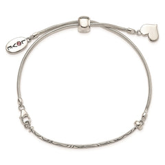 Sterling Silver Antiqued Reflections Crystal Love Heart Adjust Bracelet QG3498