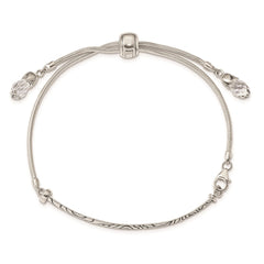 Sterling Silver Antiqued Reflections Clear Crystal Adjustable Bracelet QG3501