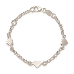 Sterling Silver Polished Hearts with .25in ext. Children's Bracelet QG3536-5.5